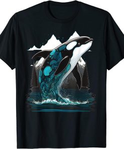 Colourful mystical orca whale watching dolphin pottwhale orca whale T-Shirt