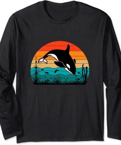 Retro Vintage Whale Orca Squad Orca Squad Whale Sea Animal Long Sleeve T-Shirt