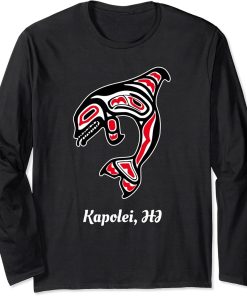 Native Kapolei Hawaii Red Orca Killer Whale Long Sleeve T-Shirt