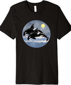 Orca Killer Whale Family Art Retro Style Sea Panda Orcas Premium T-Shirt