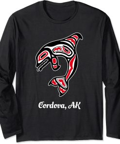 Native American Cordova AK Red Orca Killer Whale Long Sleeve T-Shirt