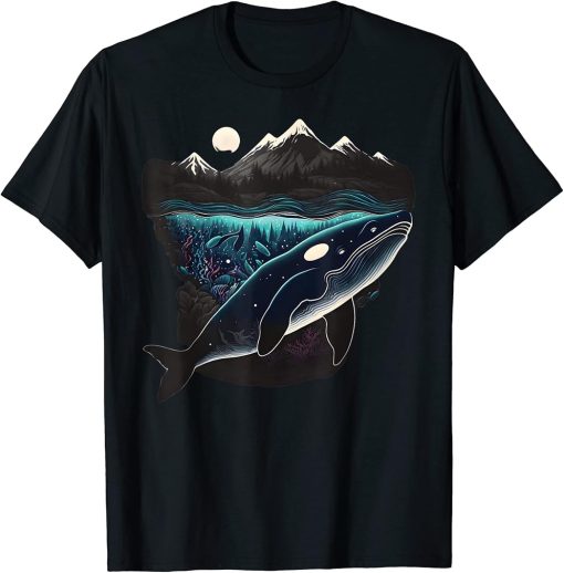 Colourful mystical orca whale watching dolphin pottwhale orca whale T-Shirt