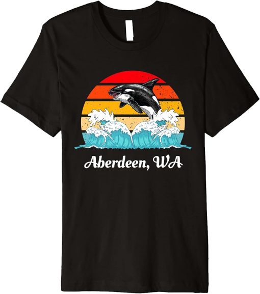 Vintage Aberdeen WA Distressed Orca Killer Whale Art Premium T-Shirt